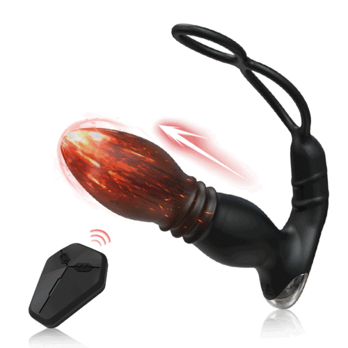 US$ 54.99 - 8 Thrusting 8 Vibrating Anal Vibrator With Dual Cock Rings