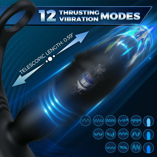 SAUL Glans 3 Thrusting 12 Vibrating Cock Rings Prostate Massager