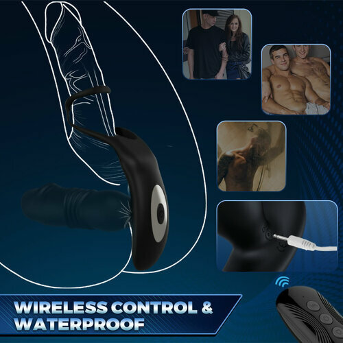 SAUL Glans 3 Thrusting 12 Vibrating Cock Rings Prostate Massager