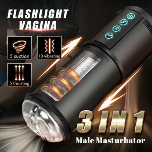 Buyging™ 5 Sucking 5 Telescoping 10 Vibrating Oral Sex Male Masturbator