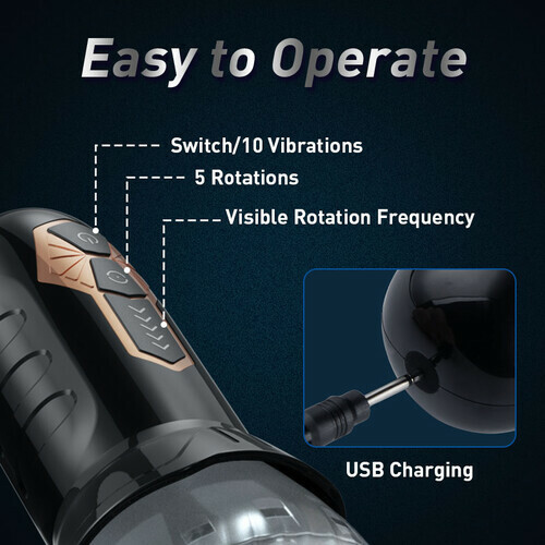 5 Rotating 10 Vibrating Transparent Sleeve Oral Sex Cup