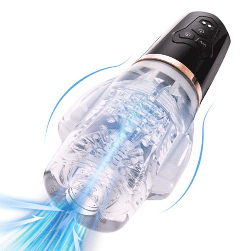 Rocket Sucking & Vibrating Transparent Dual Motor Male Masturbation Cup
