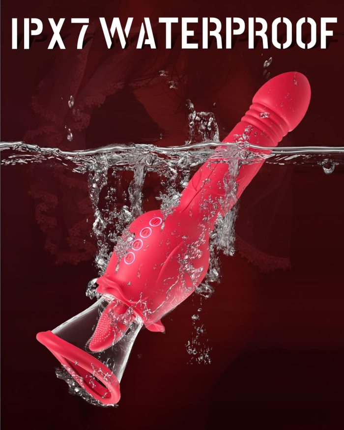 4 in 1 Rose Tongue Licking Sucking Thrusting Clitoral Stimulator