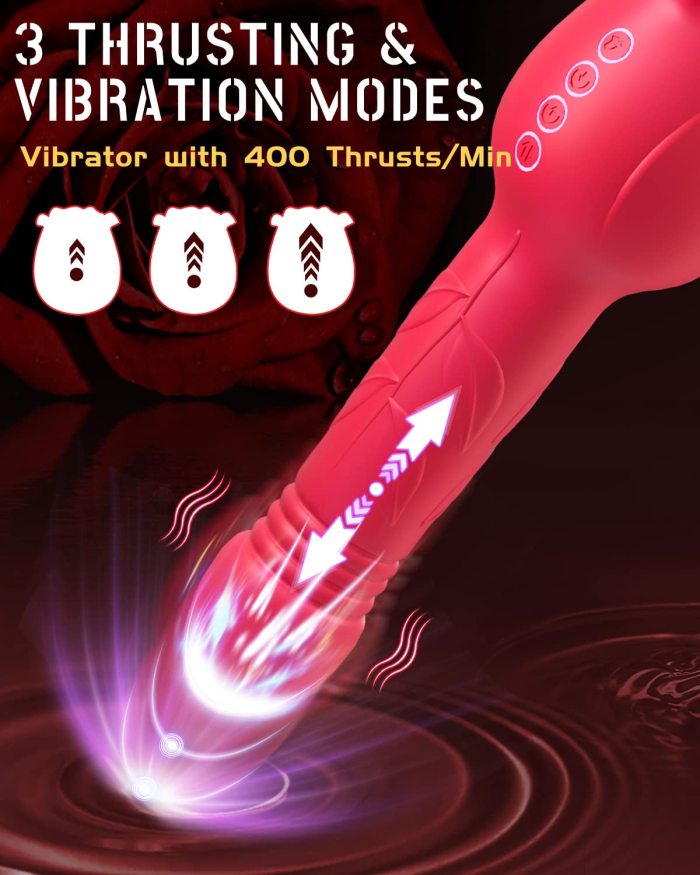 4 in 1 Rose Tongue Licking Sucking Thrusting Clitoral Stimulator