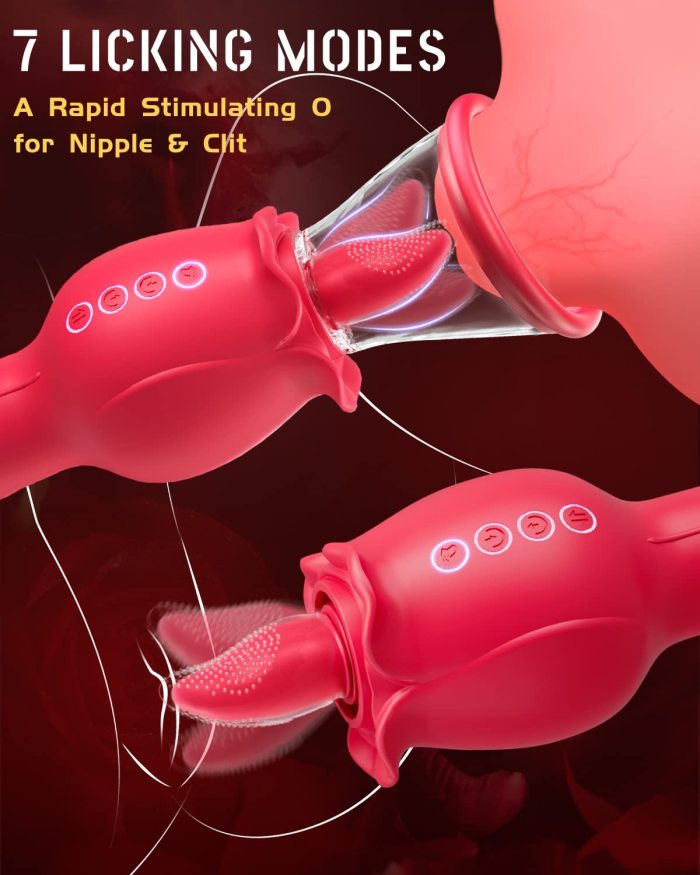 4 in 1 Rose Tongue Licking Sucking Thrusting Clitoral Stimulator