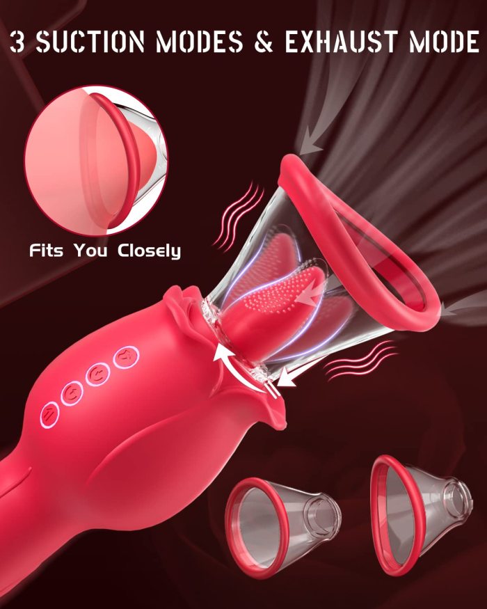 4 in 1 Rose Tongue Licking Sucking Thrusting Clitoral Stimulator