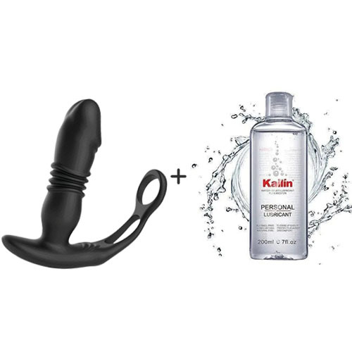 12 Vibrating 3 Thrusting Prostate Massager With Dual Cock Rings