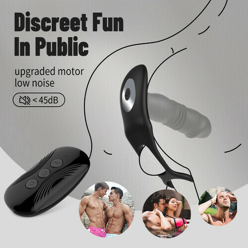 12 Vibrating 3 Thrusting Prostate Massager With Dual Cock Rings