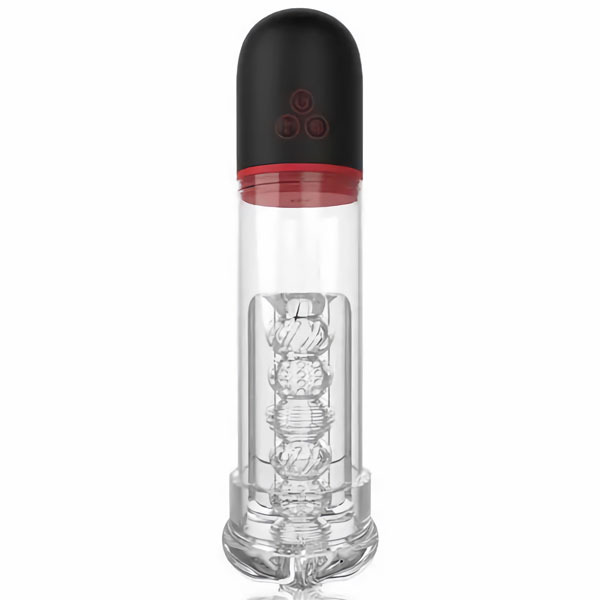 S-HANDE 9 Vibrating 3 Sucking Transparent Penis Enlargement Pump