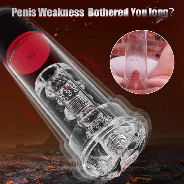 S-HANDE 9 Vibrating 3 Sucking Transparent Penis Enlargement Pump