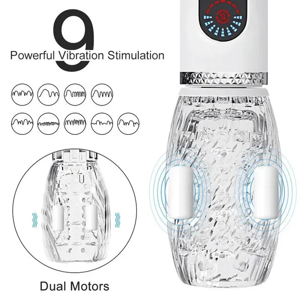 2023 New 7 Telescopic Rotating 9 Vibrating Masturbator for Men Glans Trainer