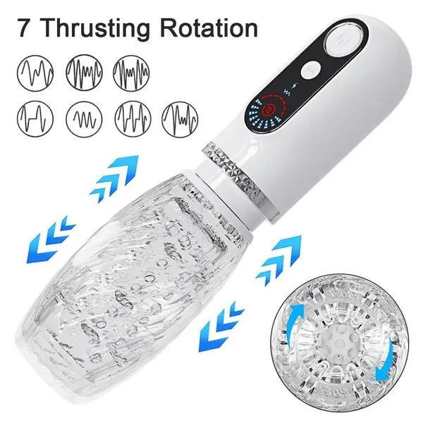 2023 New 7 Telescopic Rotating 9 Vibrating Masturbator for Men Glans Trainer