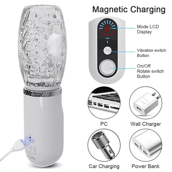 2023 New 7 Telescopic Rotating 9 Vibrating Masturbator for Men Glans Trainer
