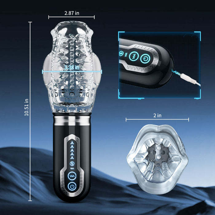 5 Thrusting Rotating 7 Vibrating Oral Sex Handheld Masturbator