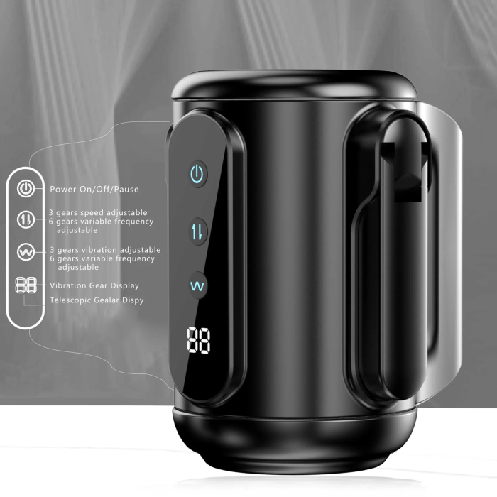 Buyging™ XV1 Handheld Masturbator 6 Vibrating Thrusting 3 Speeds Double Insertable