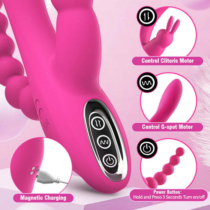 12 Functions Rabbit Vibrator G-spot Clit and P-spot Anal Vibrator Triple Curve