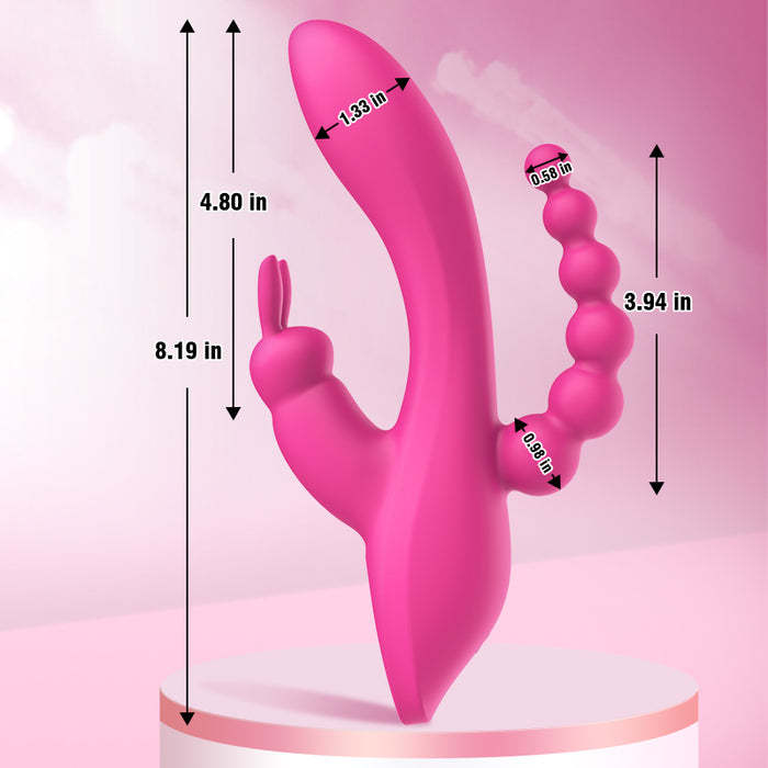 12 Functions Rabbit Vibrator G-spot Clit and P-spot Anal Vibrator Triple Curve