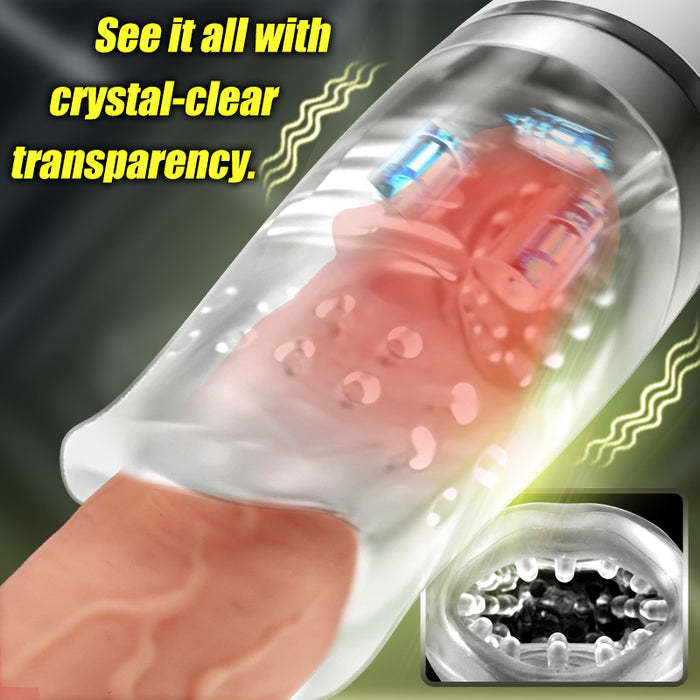 Buyging™ MIMAO Clamping Vibrating White Handle Clear Liner Masturbator