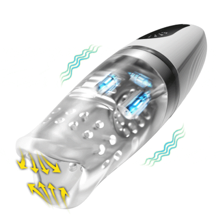 Buyging™ MIMAO Clamping Vibrating White Handle Clear Liner Masturbator