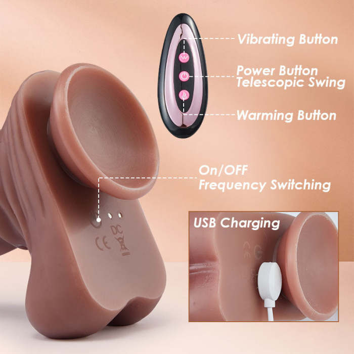 Buyging™ 3 Telescopic Swing 10 Vibration Heating Dildo 7.75 Inch