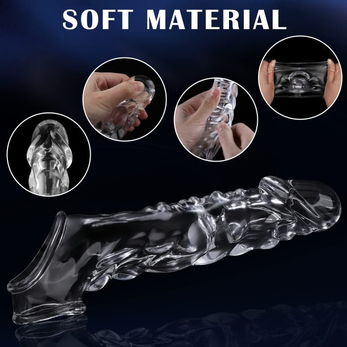 Buyging™ 3.6 Inch Clear Penis Sleeve Cock Ring Extender Ultra-Soft Penis Enlarger for Couples
