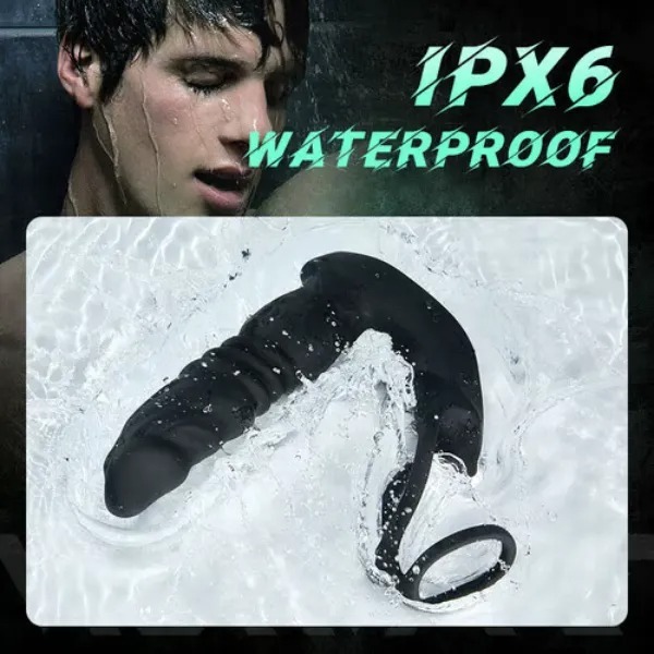 BuyGing APP Control 9 Vibrating Thrusting Prostate Massager With Dual Cock Rings