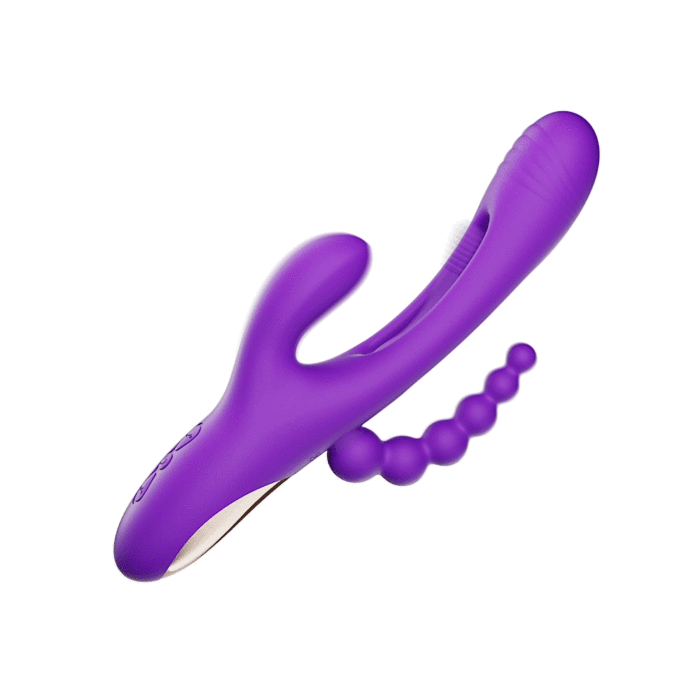 BuyGing Rabbit Tapping G-spot Vibrator with Anal Beads for Triple Stimulations