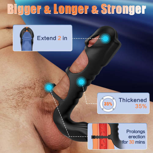 Buyging™ Dual Motor 7 Vibrating Penis Sleeve and Vibrator 2-in-1 Adult Toy