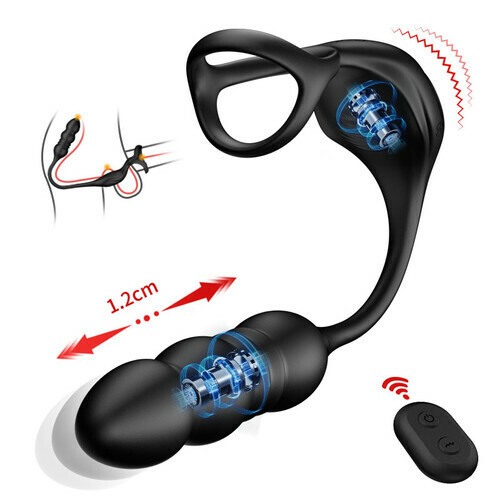 Buyging™ Wearable 9 Thrusting 9 Vibrating Prostate Massager with Dual Cock Rings