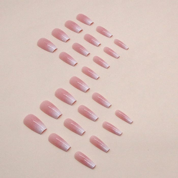 Bling Coffin Press on Nails Fake Nails Tips Full Cover Medium False Gradient Nails 24PCS