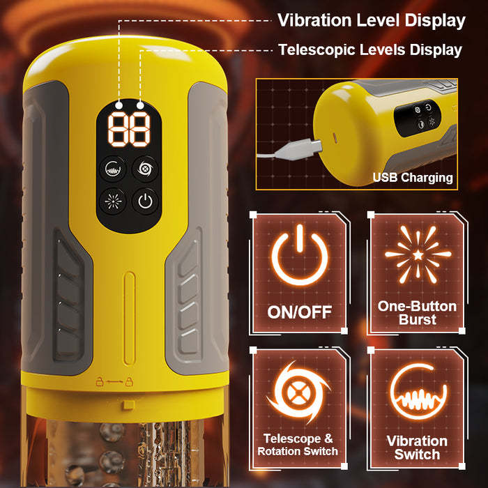 Buyging™ 7 Thrusting Rotating Vibrating Burst Stroker With Licking Massage