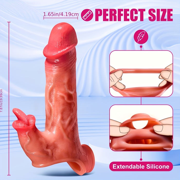 Buyging™ Dual Motors 8 Vibrating Realistic Penis Sleeve With Cock Ring