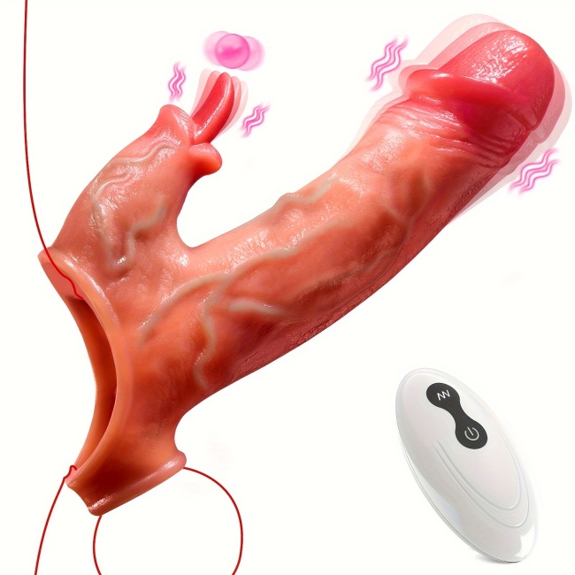 Buyging™ Dual Motors 8 Vibrating Realistic Penis Sleeve With Cock Ring
