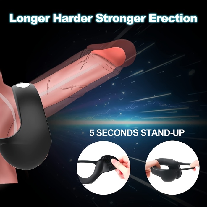 Buyging™ 10 Vibrating Silicone Cock Ring with Wings for Male Enhancement