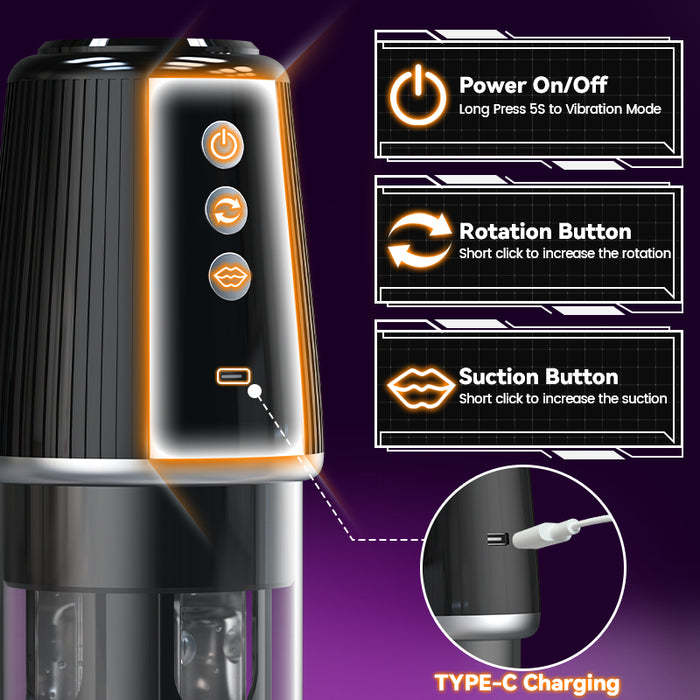 Buyging™ 7 Vibrating 6 Rotating 5 Vacuum Sucking Male Masturbator