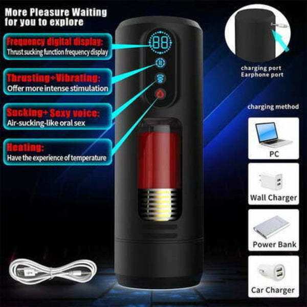 Buyging™ 9 Telescopic Vibration Sucking Heated Aircraft Male Stroker