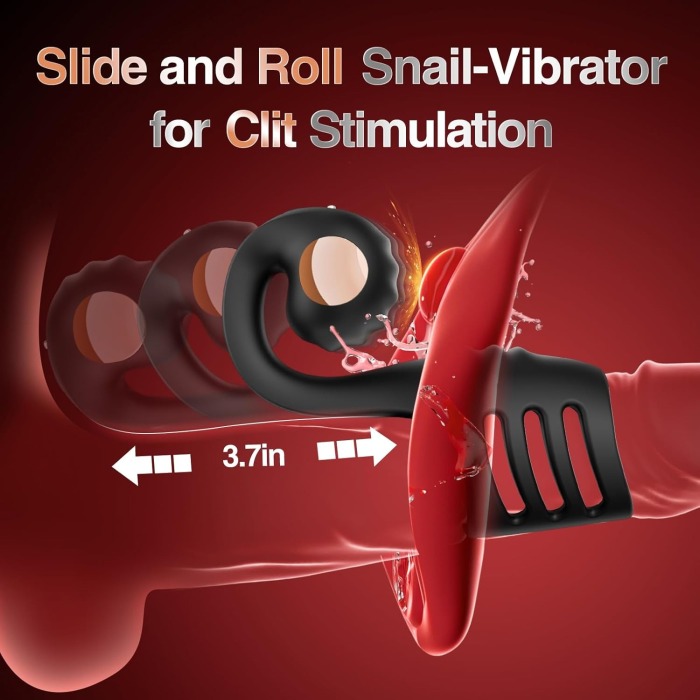 Buyging™ Retractable 10 Vibration Modes Cock Ring Sleeve with Clit G-Spot Vibrator
