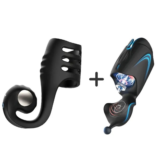Buyging™ Retractable 10 Vibration Modes Cock Ring Sleeve with Clit G-Spot Vibrator