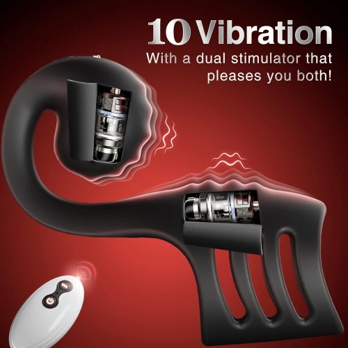 Buyging™ Retractable 10 Vibration Modes Cock Ring Sleeve with Clit G-Spot Vibrator