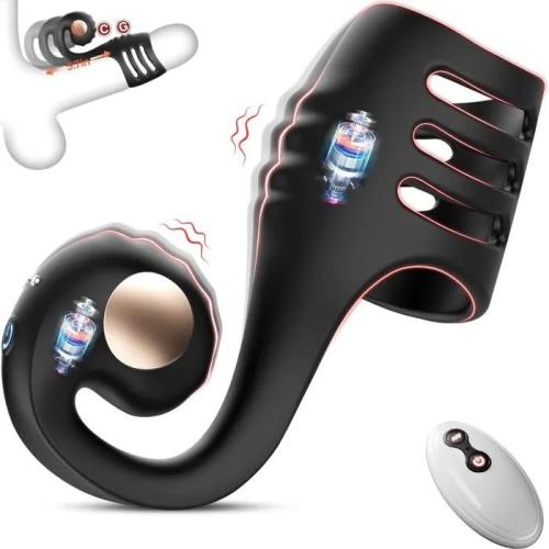 Buyging™ Retractable 10 Vibration Modes Cock Ring Sleeve with Clit G-Spot Vibrator