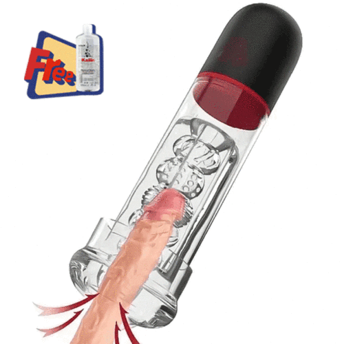 S-HANDE 9 Vibrating 3 Sucking Transparent Penis Enlargement Pump