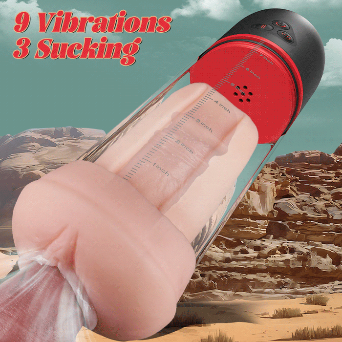 Buyging™ S-HANDE 9 Vibrating 9 Sucking Pussy-Shaped Sleeve Male Enlargement Pump