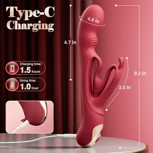 Buyging™ Hollow Ears Design Dual Motor 10*10 Vibrating Rabbit Vibrator