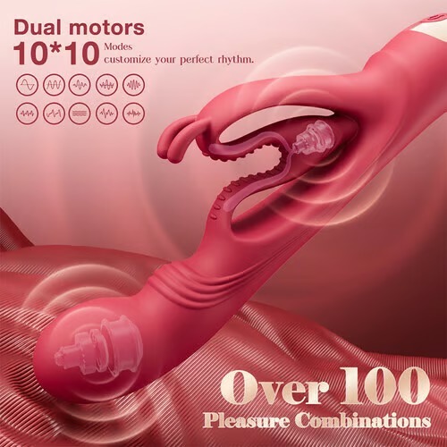 Buyging™ Hollow Ears Design Dual Motor 10*10 Vibrating Rabbit Vibrator
