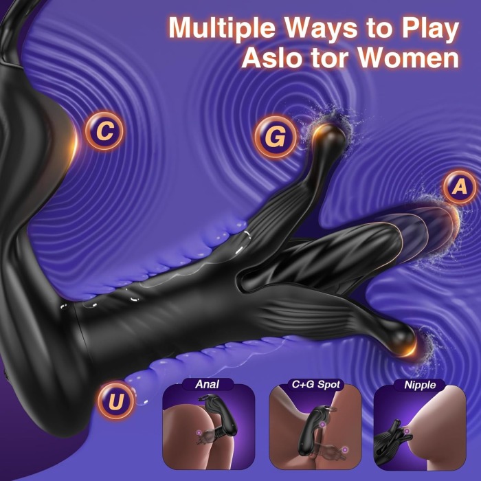 Buyging™ 9 Tension Shock Flapping Thrusting Vibrating Cock Ring Anal Vibrator Dildo