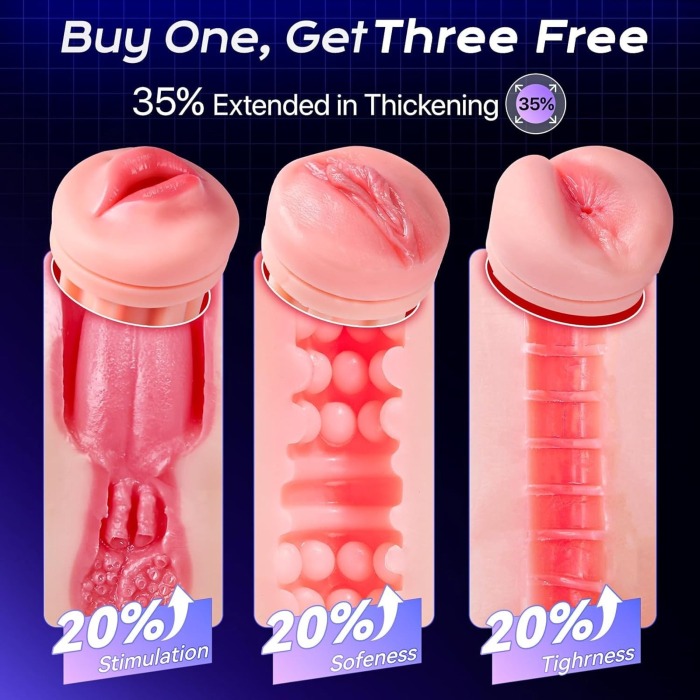 Buyging™ AI Sync App Control 9 Sucking & 9 Vibrating 3 Sleeves Sets Male Masturbator
