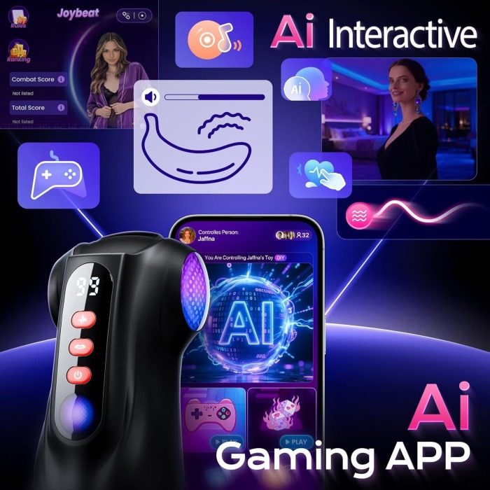 Buyging™ AI Sync App Control 9 Sucking & 9 Vibrating 3 Sleeves Sets Male Masturbator