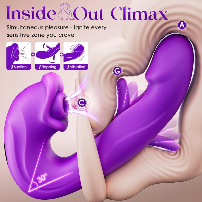 Buyging™ MOOLIGIRL APP Control G-spot Vibrator with 7 Flapping Vibrating & 7 Sucking Modes