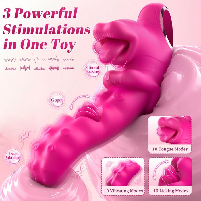 Buyging™ 10 Tongue Licking & Vibrating Realistic Tongue Vibrator for Women Pleasure