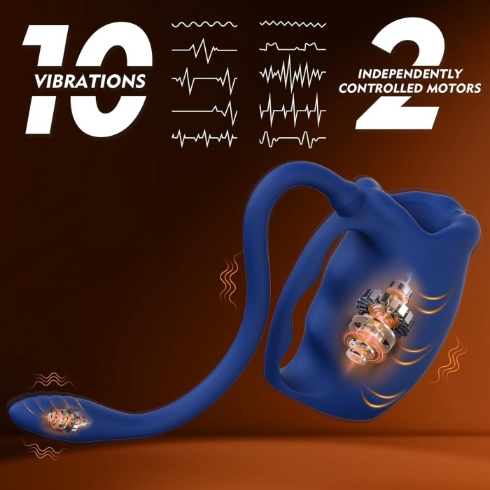 Buyging™ Dual Motor 10 Vibrating Sex Toys for Men Penis Trainer with Anal Plug